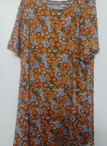 Adult Female Costumes to Hire - Brown Flower Dress - Size XXL